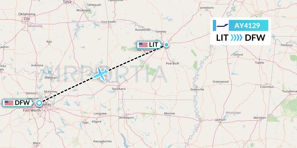 AY4129 Finnair Flight Map: Little Rock to Dallas