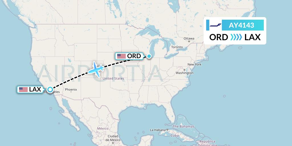 AY4143 Finnair Flight Map: Chicago to Los Angeles