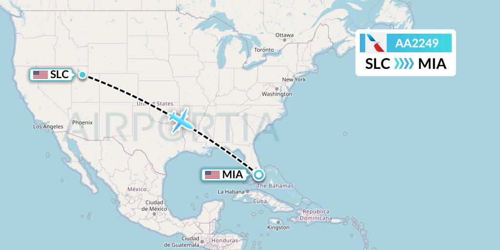 AA2249 American Airlines Flight Map: Salt Lake City to Miami
