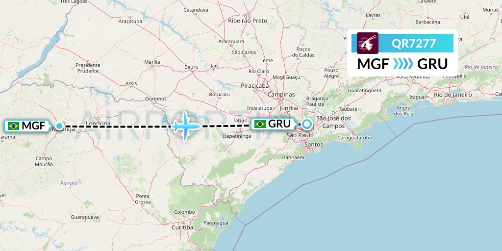 QR7277 Qatar Airways Flight Map: Maringa to Sao Paulo