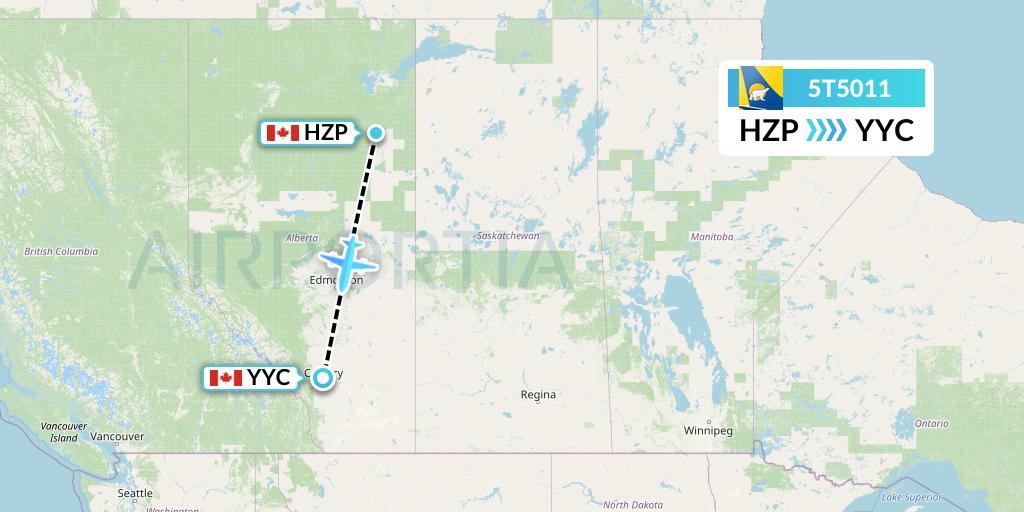 5T5011 Canadian North Flight Map: Fort MacKay to Calgary