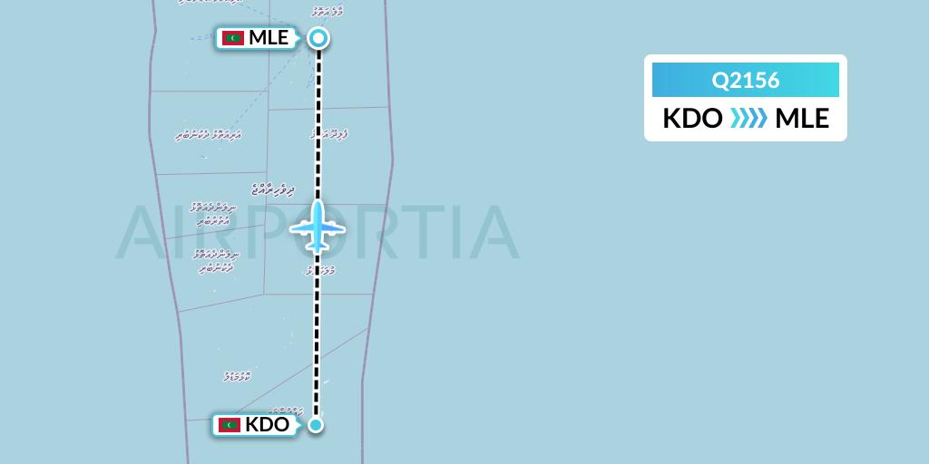 Q2156 Maldivian Flight Map: Kadhdhoo Island to Male