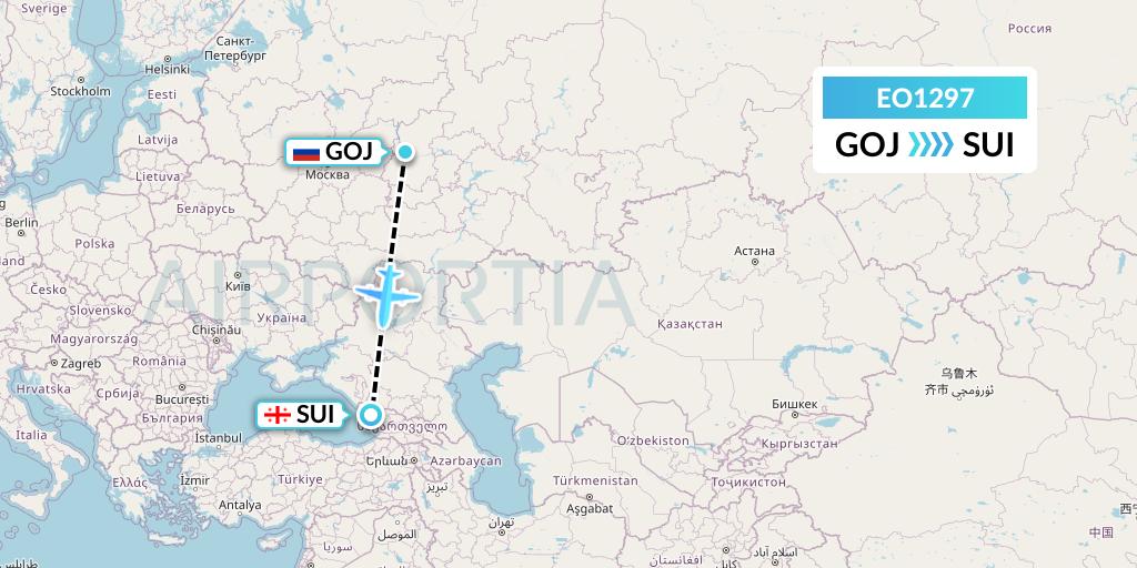 EO1297 Pegas Fly Flight Map: Nizhny Novgorod to Sukhumi