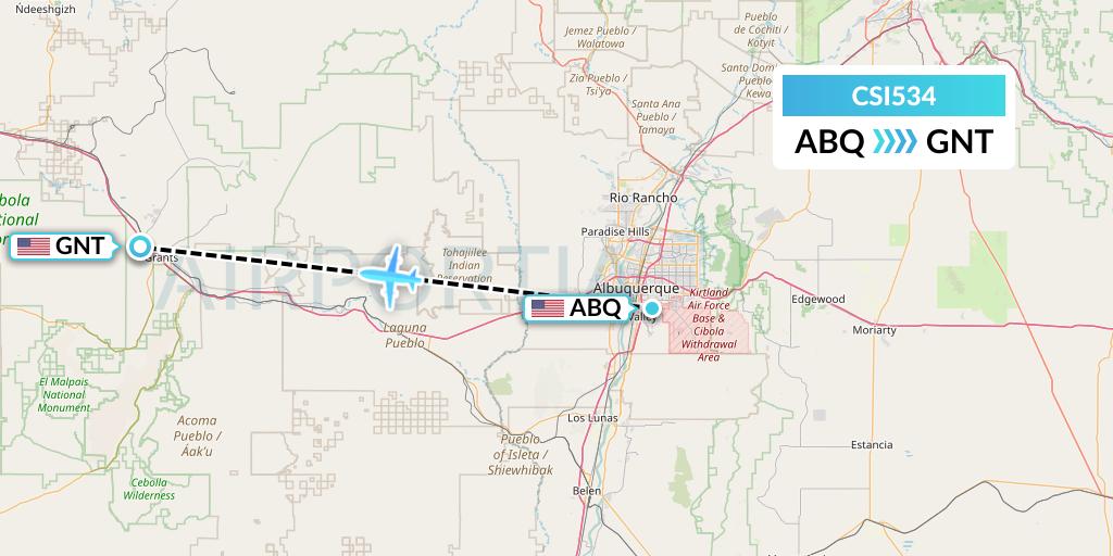 CSI534 Csi Aviation Flight Map: Albuquerque to Grants