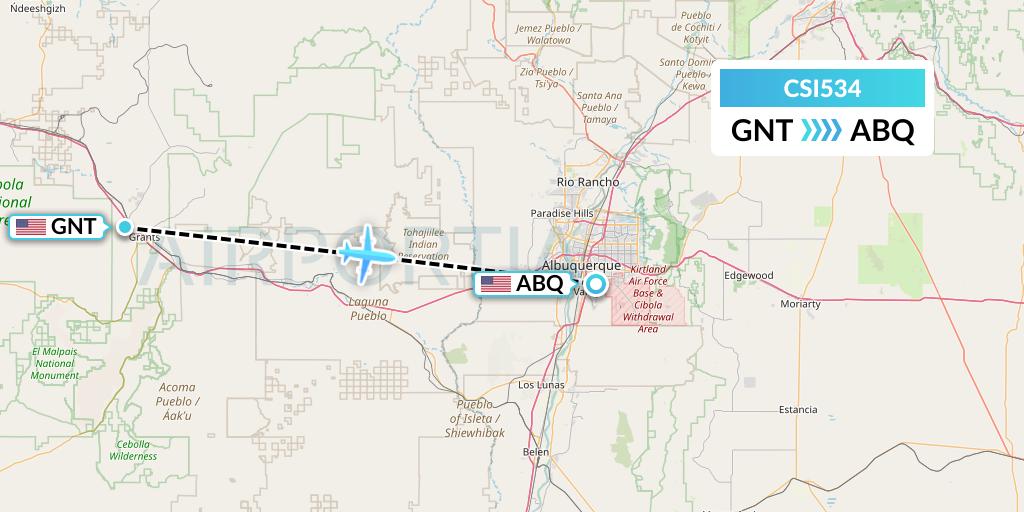 CSI534 Csi Aviation Flight Map: Grants to Albuquerque
