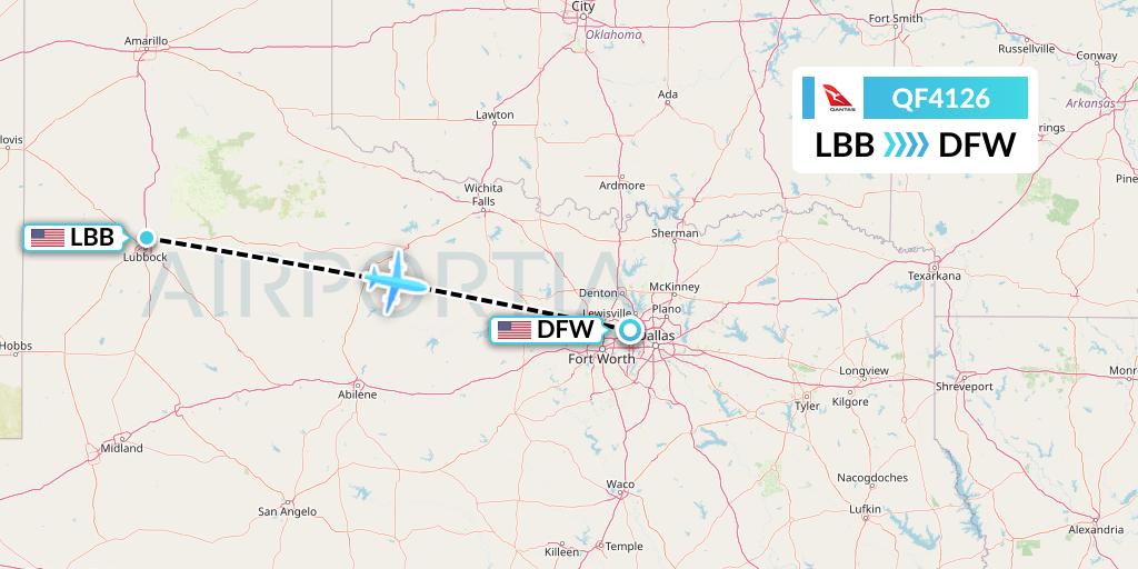 QF4126 Qantas Flight Map: Lubbock to Dallas