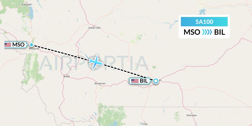 5A100 Alpine Air Express Flight Map: Missoula to Billings