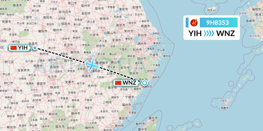 9H8353 Air Changan Flight Map: Yichang to Wenzhou