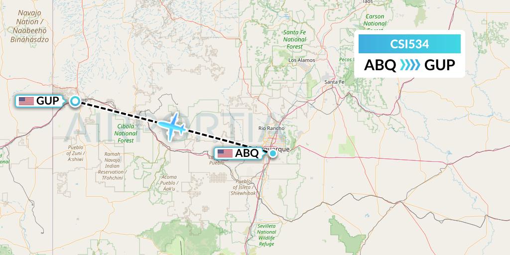 CSI534 Csi Aviation Flight Map: Albuquerque to Gallup
