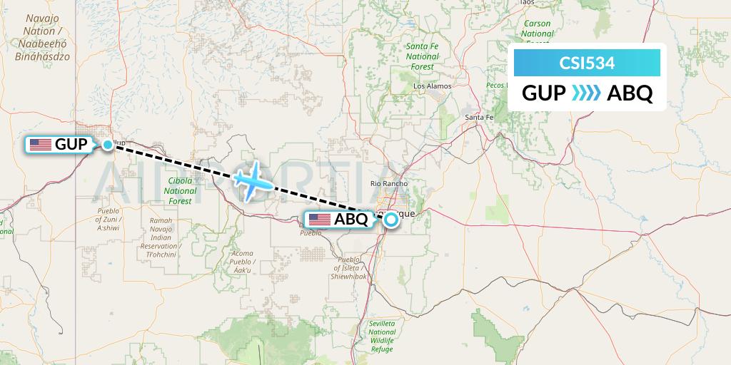 CSI534 Csi Aviation Flight Map: Gallup to Albuquerque