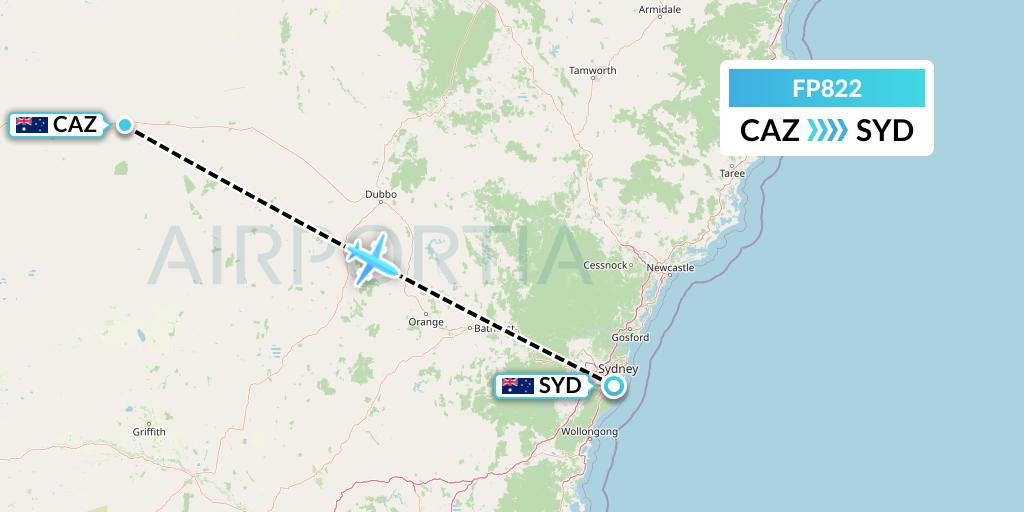 FP822 FlyPelican Flight Map: Australia to Sydney