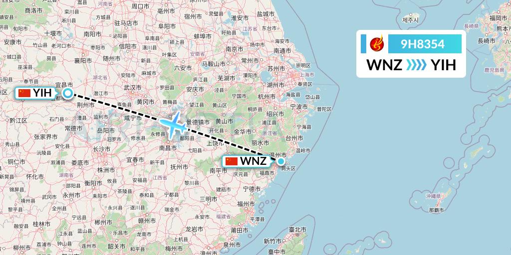 9H8354 Air Changan Flight Map: Wenzhou to Yichang