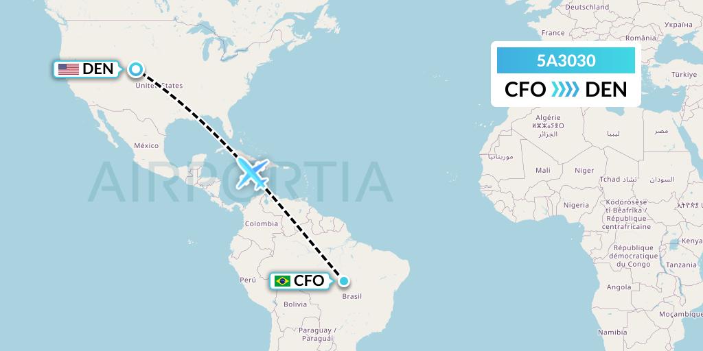 5A3030 Alpine Air Express Flight Map: Confresa to Denver