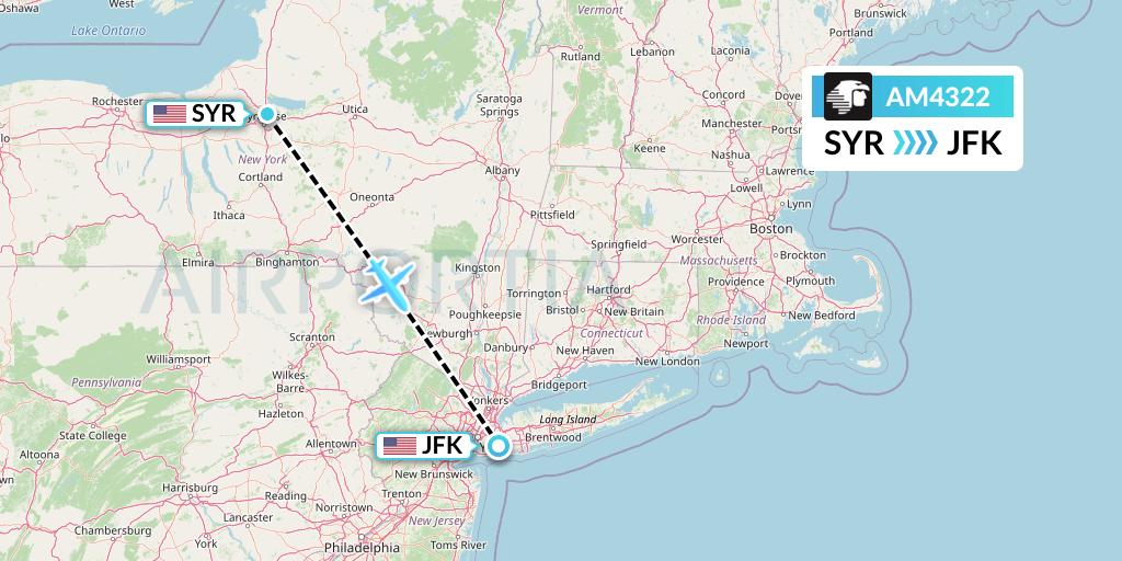 AM4322 Aeromexico Flight Map: Syracuse to New York