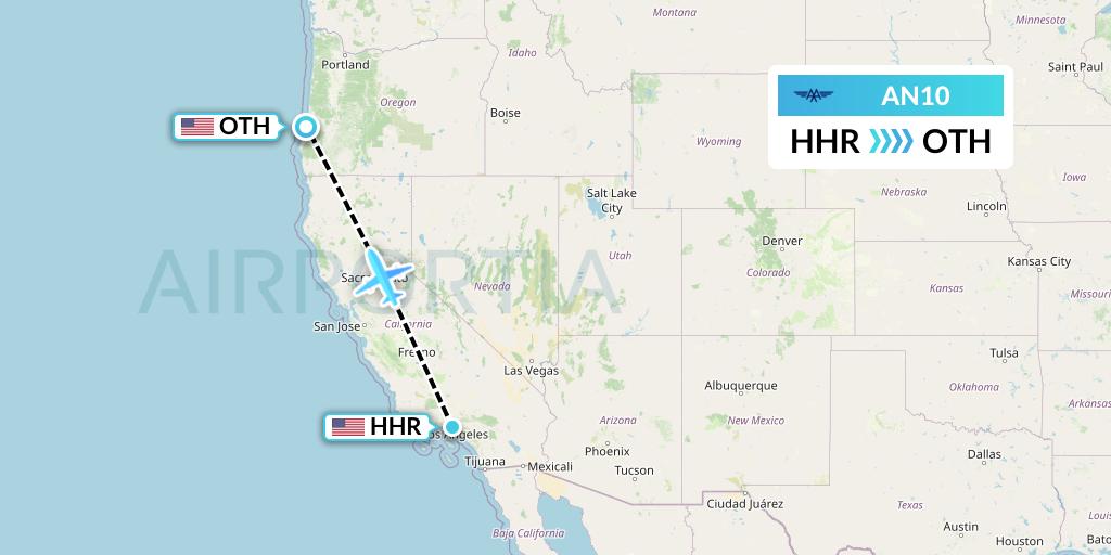 AN10 Advanced Air Flight Map: Hawthorne to North Bend