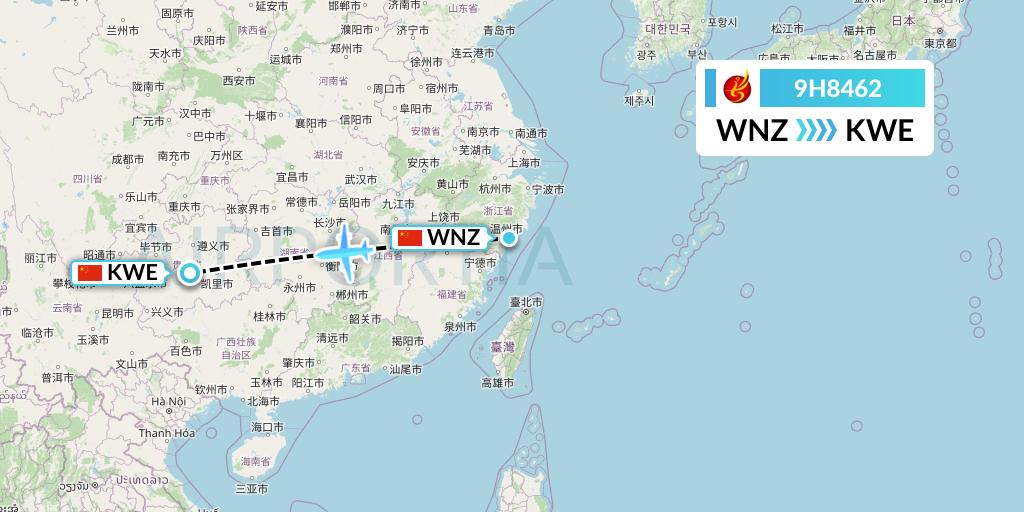 9H8462 Air Changan Flight Map: Wenzhou to Guiyang