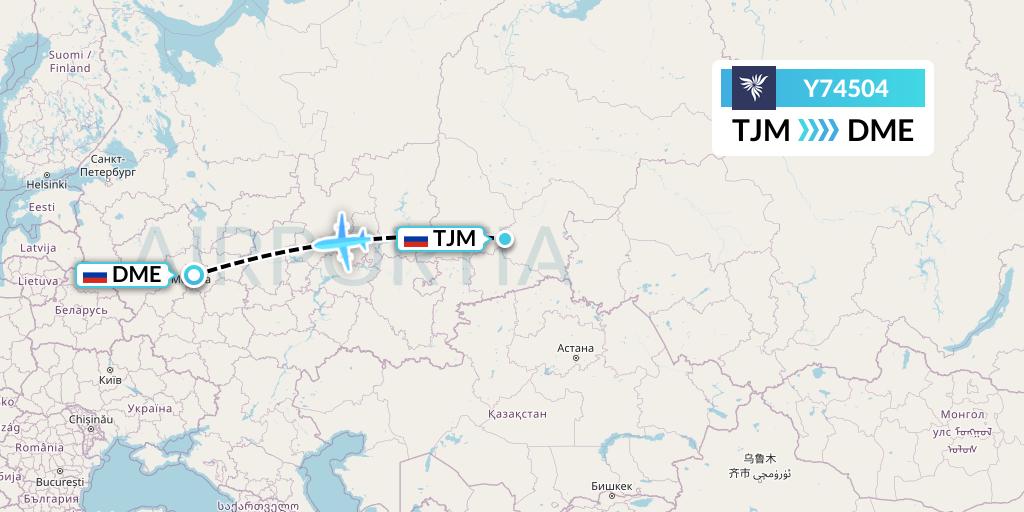 Y74504 NordStar Flight Map: Tyumen to Moscow
