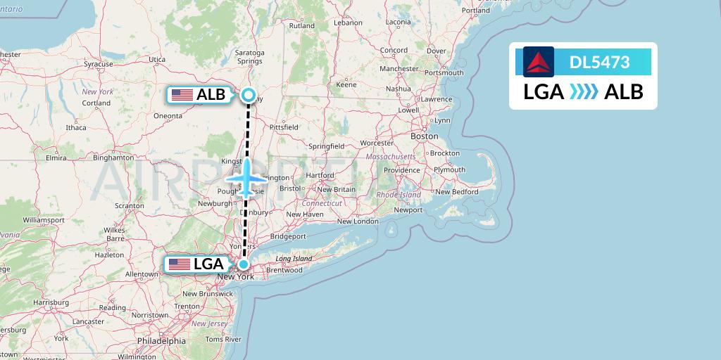 DL5473 Delta Air Lines Flight Map: New York to Albany