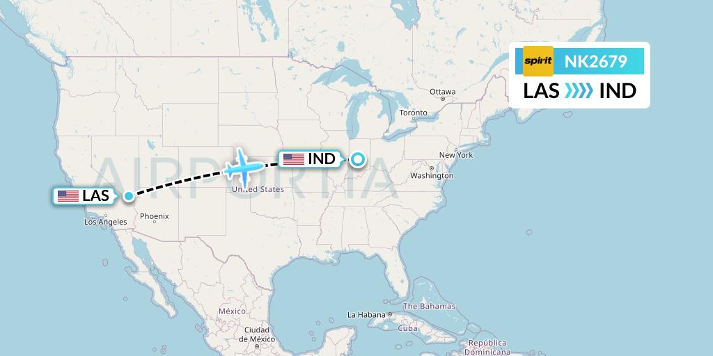 NK2679 Spirit Airlines Flight Map: Las Vegas to Indianapolis