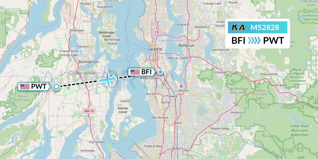 M52828 Kenmore Air Flight Map: Seattle to Bremerton