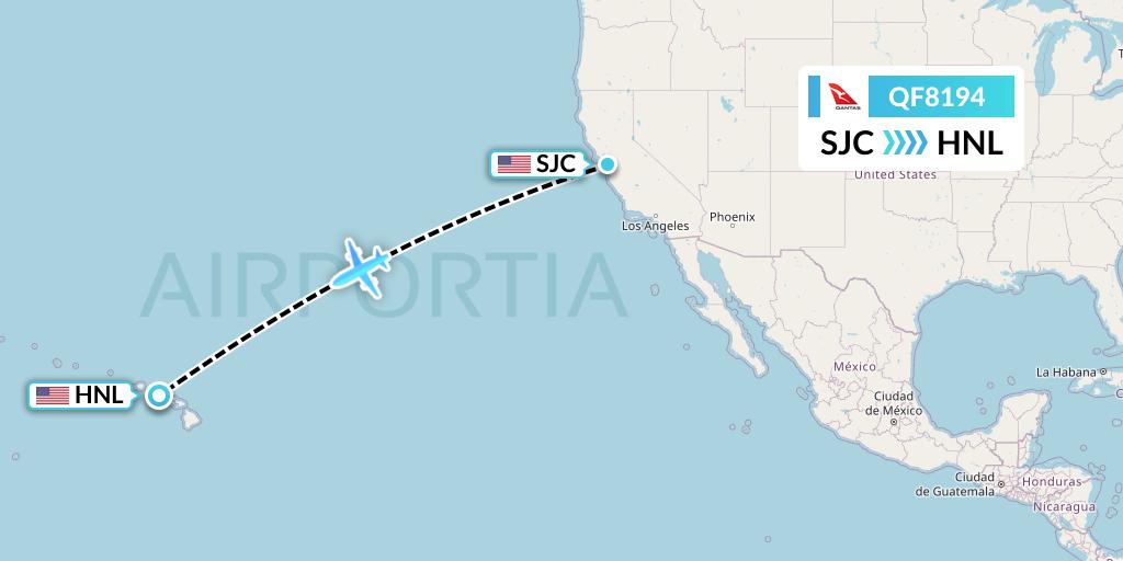 QF8194 Qantas Flight Map: San Jose to Honolulu
