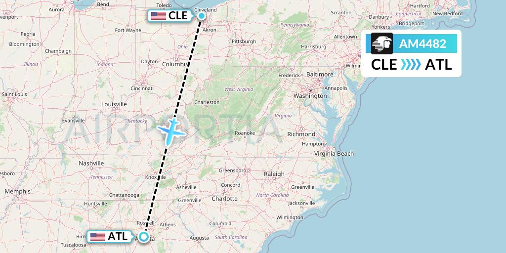 AM4482 Aeromexico Flight Map: Cleveland to Atlanta