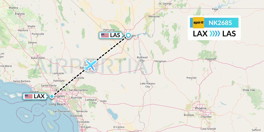 NK2685 Spirit Airlines Flight Map: Los Angeles to Las Vegas