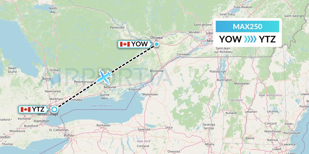 MAX250 Max Aviation Flight Map: Ottawa to Toronto