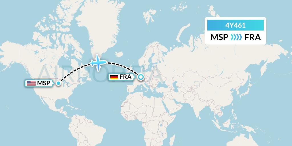 4Y461 Eurowings Discover Flight Map: Minneapolis to Frankfurt