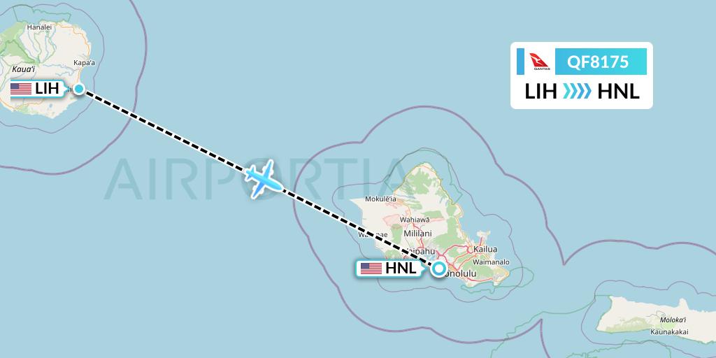 QF8175 Qantas Flight Map: Lihue to Honolulu