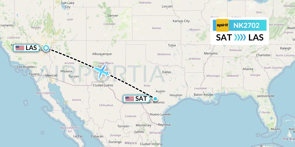 NK2702 Spirit Airlines Flight Map: San Antonio to Las Vegas
