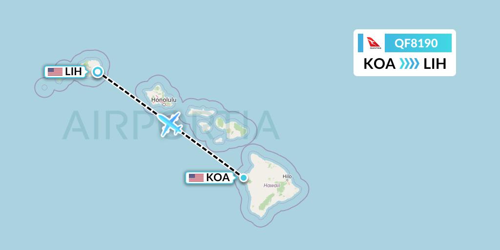 QF8190 Qantas Flight Map: Kailua-Kona to Lihue
