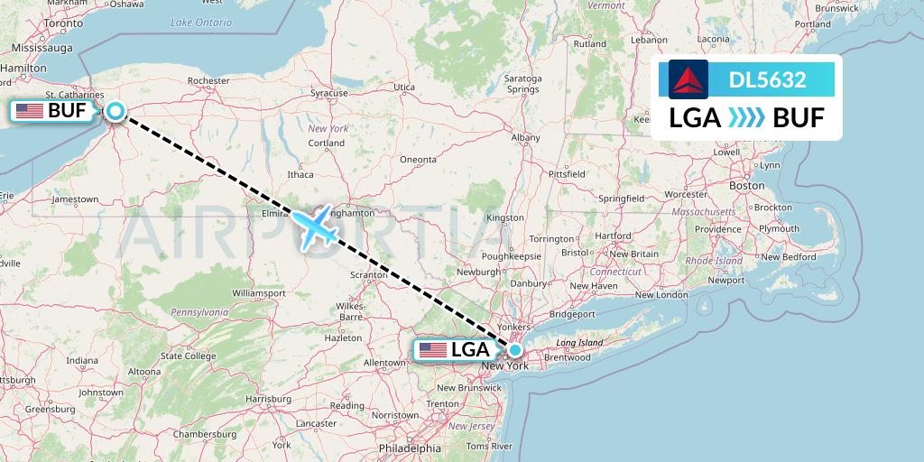 DL5632 Delta Air Lines Flight Map: New York to Buffalo