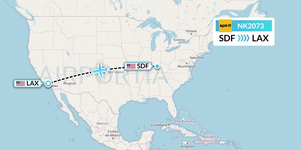 NK2073 Spirit Airlines Flight Map: Louisville to Los Angeles