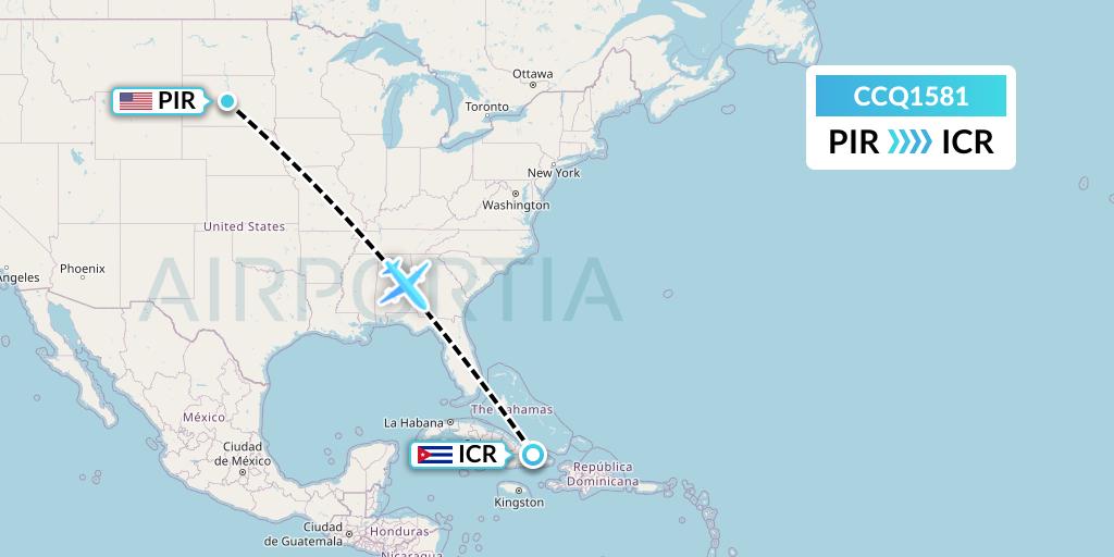 CCQ1581 Capital City Air Carriers Flight Map: Pierre to Nicaro