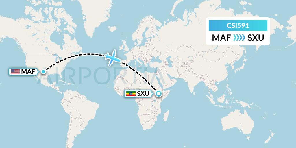CSI591 Csi Aviation Flight Map: Midland to Soddu