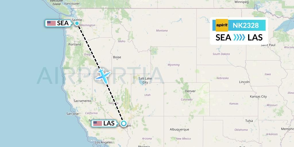 NK2328 Spirit Airlines Flight Map: Seattle to Las Vegas