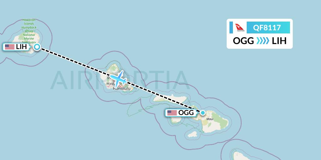 QF8117 Qantas Flight Map: Kahului to Lihue