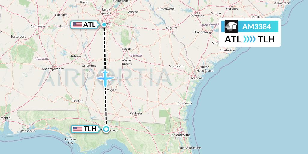 AM3384 Aeromexico Flight Map: Atlanta to Tallahassee