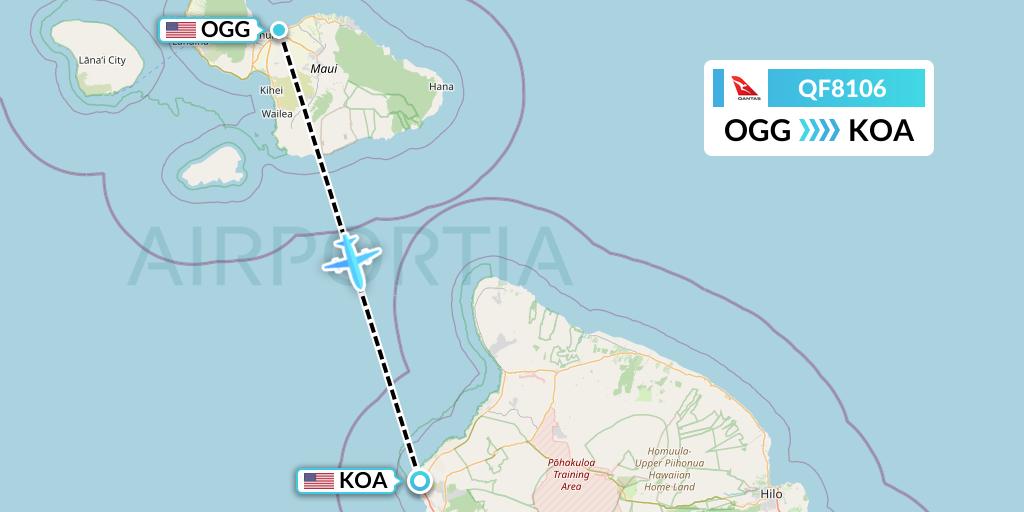 QF8106 Qantas Flight Map: Kahului to Kailua-Kona
