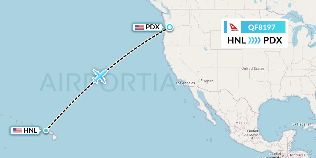 QF8197 Qantas Flight Map: Honolulu to Portland