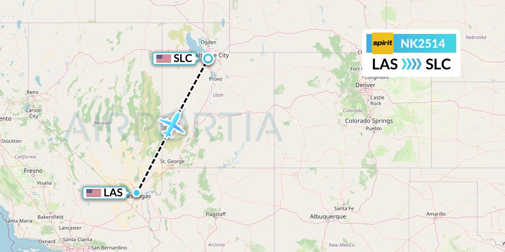 NK2514 Spirit Airlines Flight Map: Las Vegas to Salt Lake City