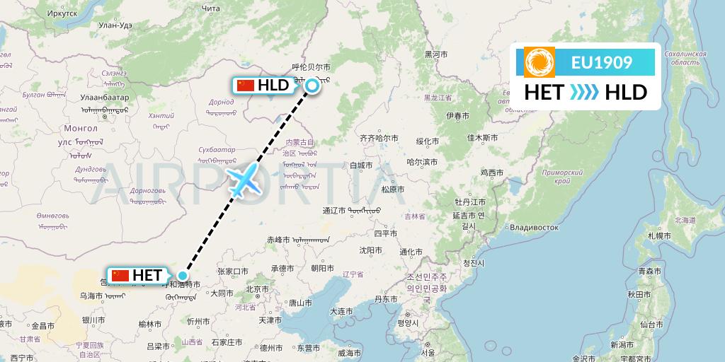 EU1909 Chengdu Airlines Flight Map: Hohhot to Hailar
