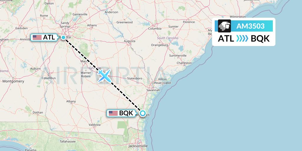 AM3503 Aeromexico Flight Map: Atlanta to Brunswick