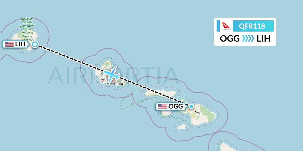 QF8118 Qantas Flight Map: Kahului to Lihue