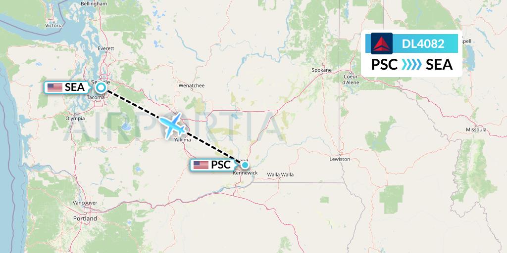 DL4082 Delta Air Lines Flight Map: Pasco to Seattle