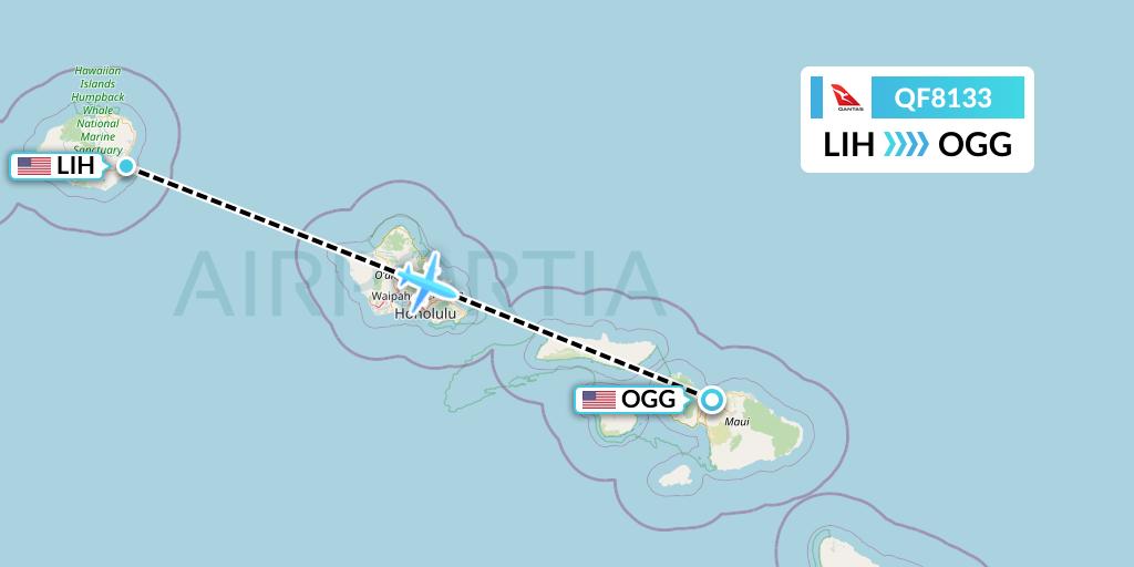 QF8133 Qantas Flight Map: Lihue to Kahului