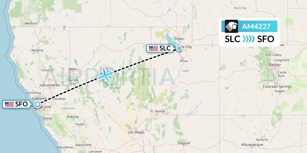 AM4227 Aeromexico Flight Map: Salt Lake City to San Francisco