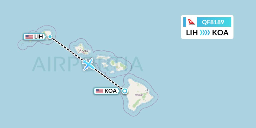 QF8189 Qantas Flight Map: Lihue to Kailua-Kona