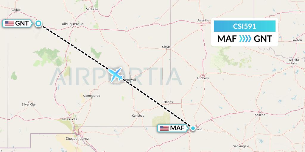 CSI591 Csi Aviation Flight Map: Midland to Grants